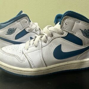 Jordan Kids White and Blue Sneakers